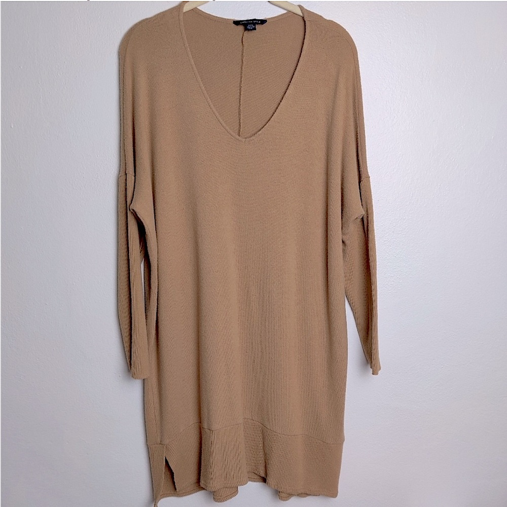 American Eagle Longline V Neck Split Side Soft Sw… - image 1